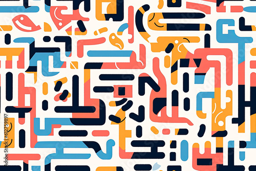 fun colorful seamless lines pattern. bright simple abstract shapes. Generative ai