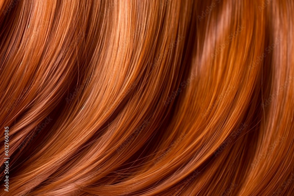close up texture of beautiful shiny red hair created with AI generative tools close up texture of beautiful shiny red hair created with AI generative tools