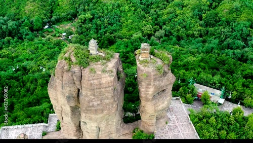 Aerial photography of Shuangta Mountain in Chengde City,
