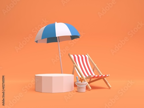 3D Summer background. Concept of Summer sale banner. 3D rendering