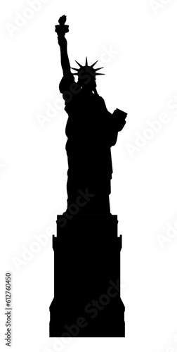 Statue of Liberty.  Silhouette of statue in black color isolated on a white background. Vector illustration