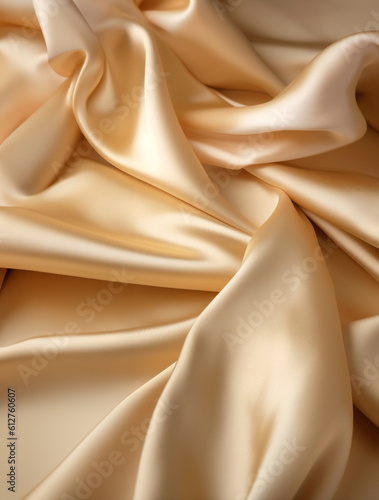Commercial photoshoot of a silk fabric. Close up, only the silk fabric shows. Colour is light beige.