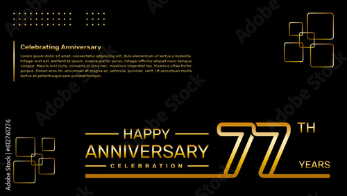 77th year anniversary template design with gold color, vector template illustration