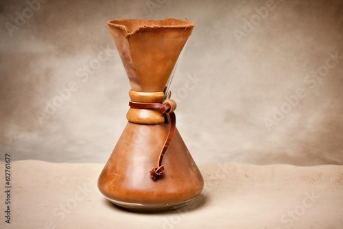Old jug on wooden table