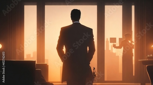 Portrait of a young modern businessman standing. Generative AI