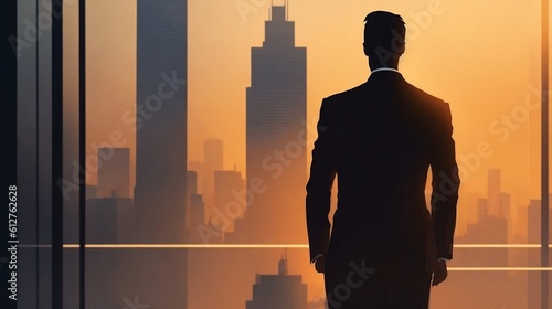 Portrait of a young modern businessman standing. Generative AI