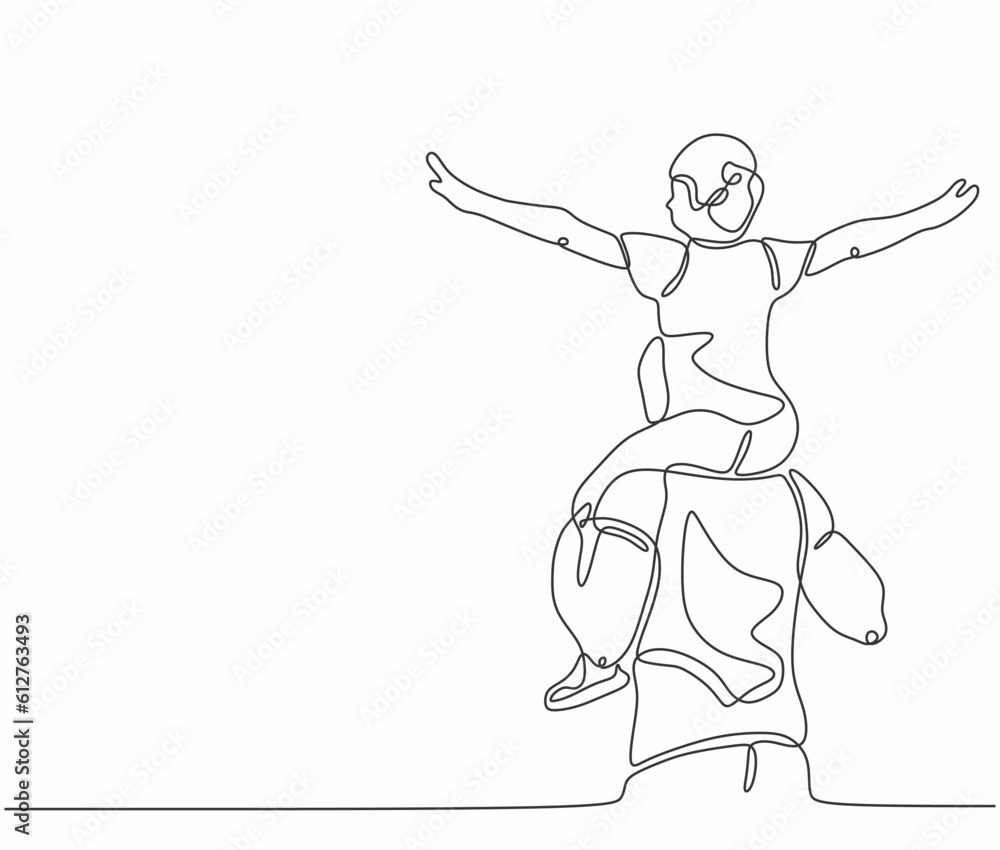 One line drawing of father and daughter in flying plane action pose. Parents and father day single line art vector illustration One line drawing of father and daughter in flying plane action pose. Parents and father day single line art vector illustration