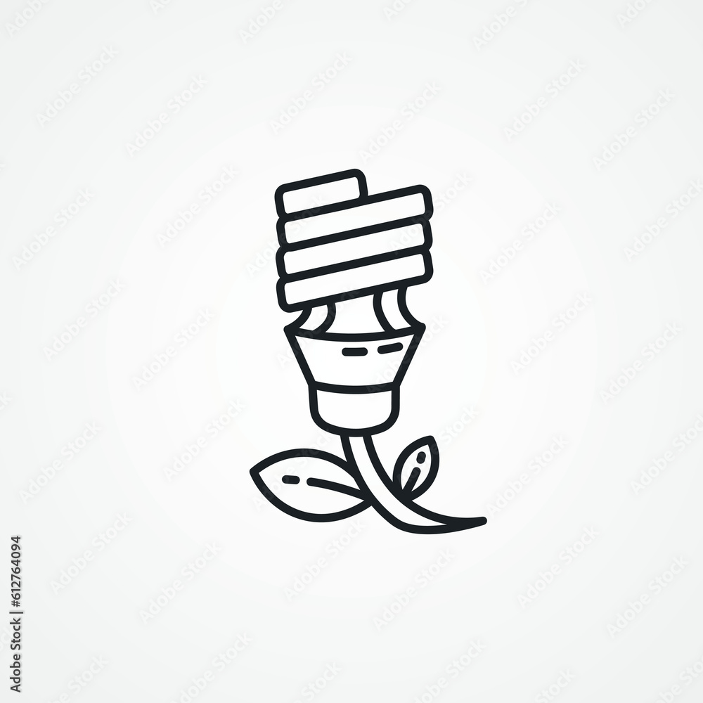Spiral light bulb line icon, spiral fluorescent lightbulb vector line icon Spiral light bulb line icon, spiral fluorescent lightbulb vector line icon