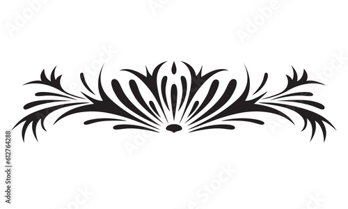 
Horizontal floral pattern for stencil template design and ornaments. Single color black vector isolated on white background.