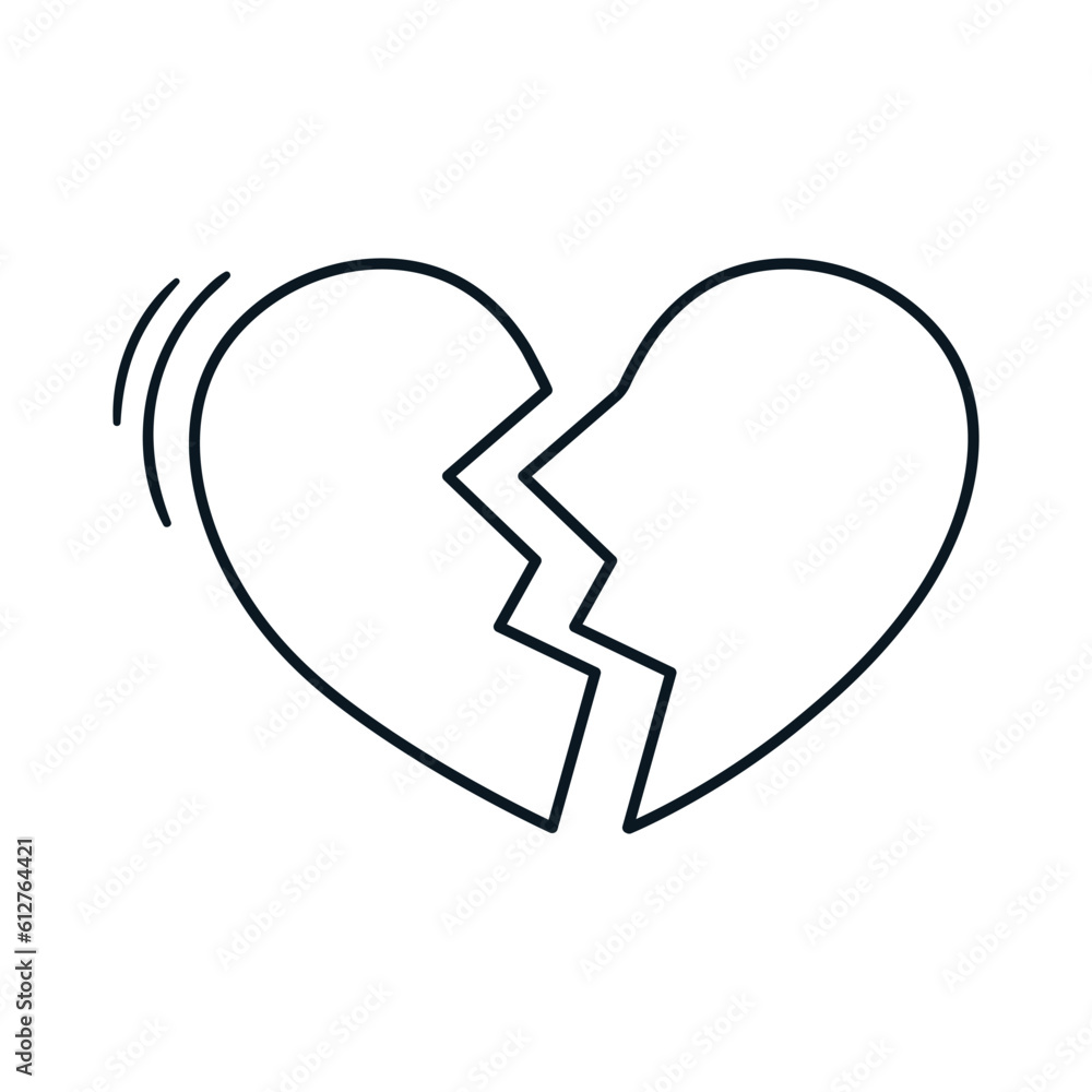 Doodle illustration of cracked heart. Concept of break up, divorce, end of relationship. Hand drawn heartbreak vector icon. Doodle illustration of cracked heart. Concept of break up, divorce, end of relationship. Hand drawn heartbreak vector icon.