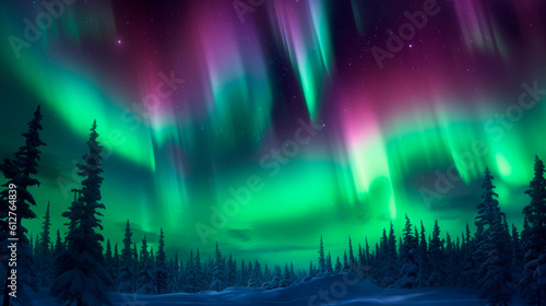 image of northern lights night. Generative AI,