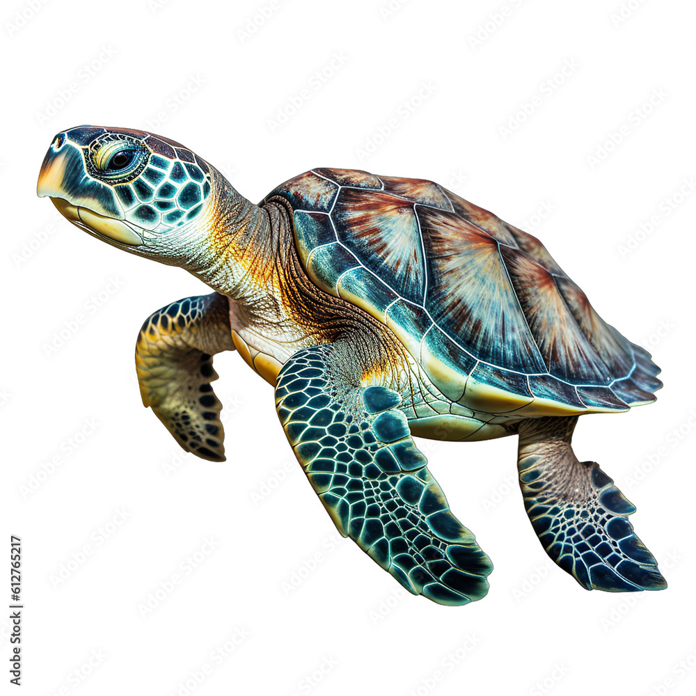 A sea turtle isolated on a white background фотография Stock | Adobe Stock