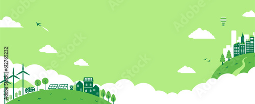 Ecology motif vector banner illustration ( SDGs,  nature conservation ) | no  text