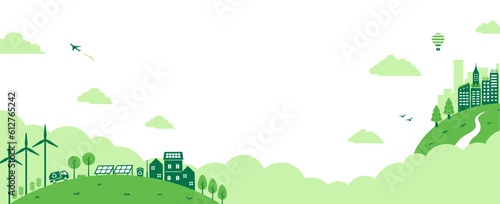 Ecology motif vector banner illustration ( SDGs,  nature conservation ) | no background