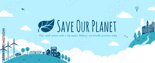 Ecology motif vector banner illustration ( SDGs,  nature conservation )