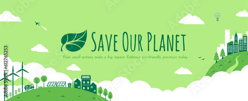 Ecology motif vector banner illustration ( SDGs, nature conservation )