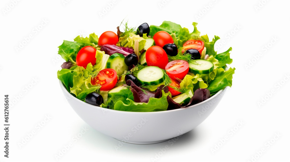 Vegetable salad isolate on white background. Generative AI, Vegetable salad isolate on white background. Generative AI,
