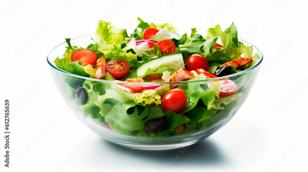 Vegetable salad isolate on white background. Generative AI, Vegetable salad isolate on white background. Generative AI,