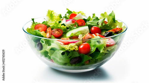 Vegetable salad isolate on white background. Generative AI,