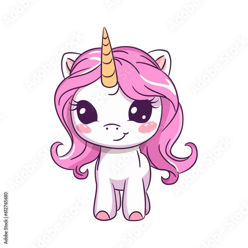 Cute cartoon magic unicorn for kids. Vector illustration.