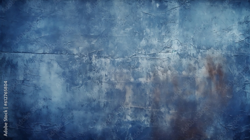 Background image of plaster texture in dark blue tones in grunge style, generative AI Background image of plaster texture in dark blue tones in grunge style, generative AI