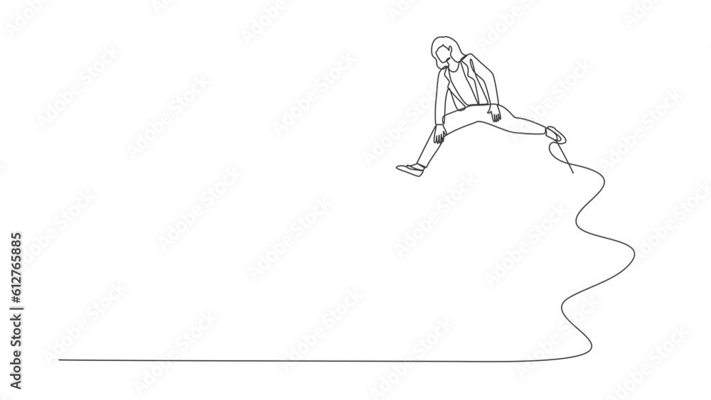 Animated self drawing of continuous one line draw businesswoman jumping over light bulb. Creativity improvisation business idea. Innovation transformation technology. Full length single line animation Animated self drawing of continuous one line draw businesswoman jumping over light bulb. Creativity improvisation business idea. Innovation transformation technology. Full length single line animation