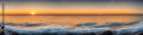 Sunset over the sea,panorama . AI Generative © Olga Khoroshunova