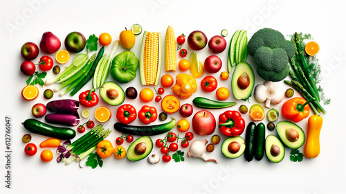 Different vegetables isolate on white background. Generative AI,