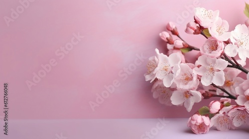 Mother Day  Women Day abstract background with copy space  feminine color background with spring flowers  generative AI