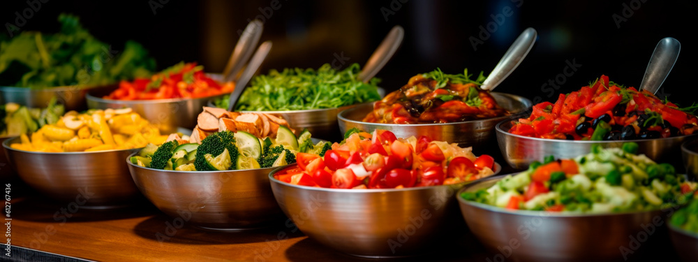 salads on the buffet. Generative Ai,