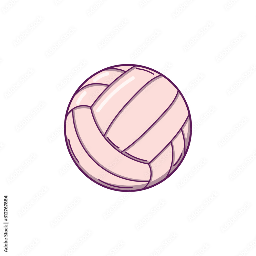Hand drawn volleyball ball in doodle style isolated on white background