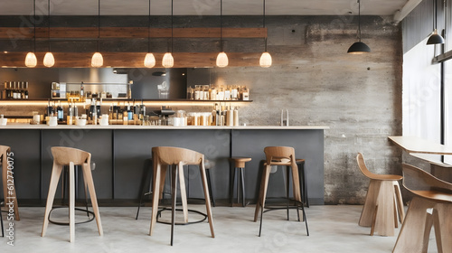 Modern cafe Interior design bar with chair wooden floor photo