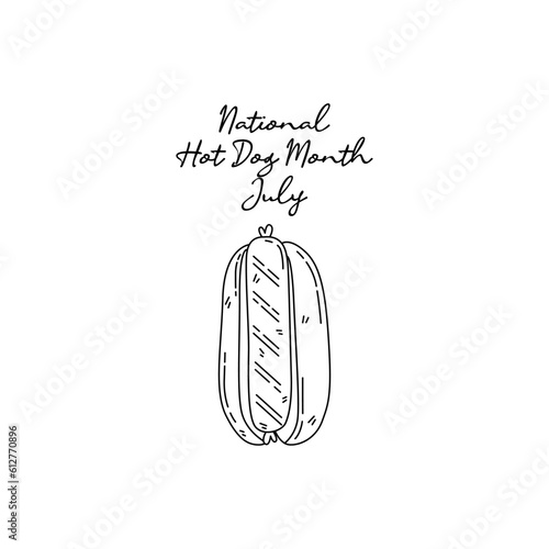 line art of national hot dog day good for national hot dog day celebrate. line art. illustration.