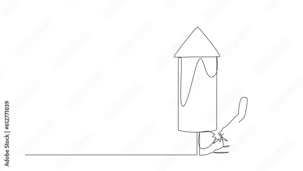 Animated self drawing of continuous line draw businessman launching firework rocket. Grow business, boost investment profit or earnings, increase growth or economic. Full length one line animation Animated self drawing of continuous line draw businessman launching firework rocket. Grow business, boost investment profit or earnings, increase growth or economic. Full length one line animation