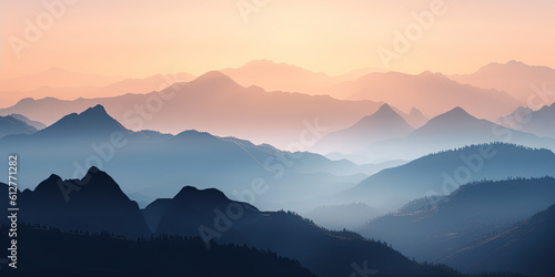 panoramic landscape with mountain ranges one by one © Ievgen Skrypko