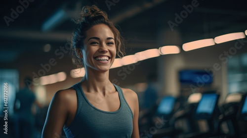 Smiling young woman at the gym