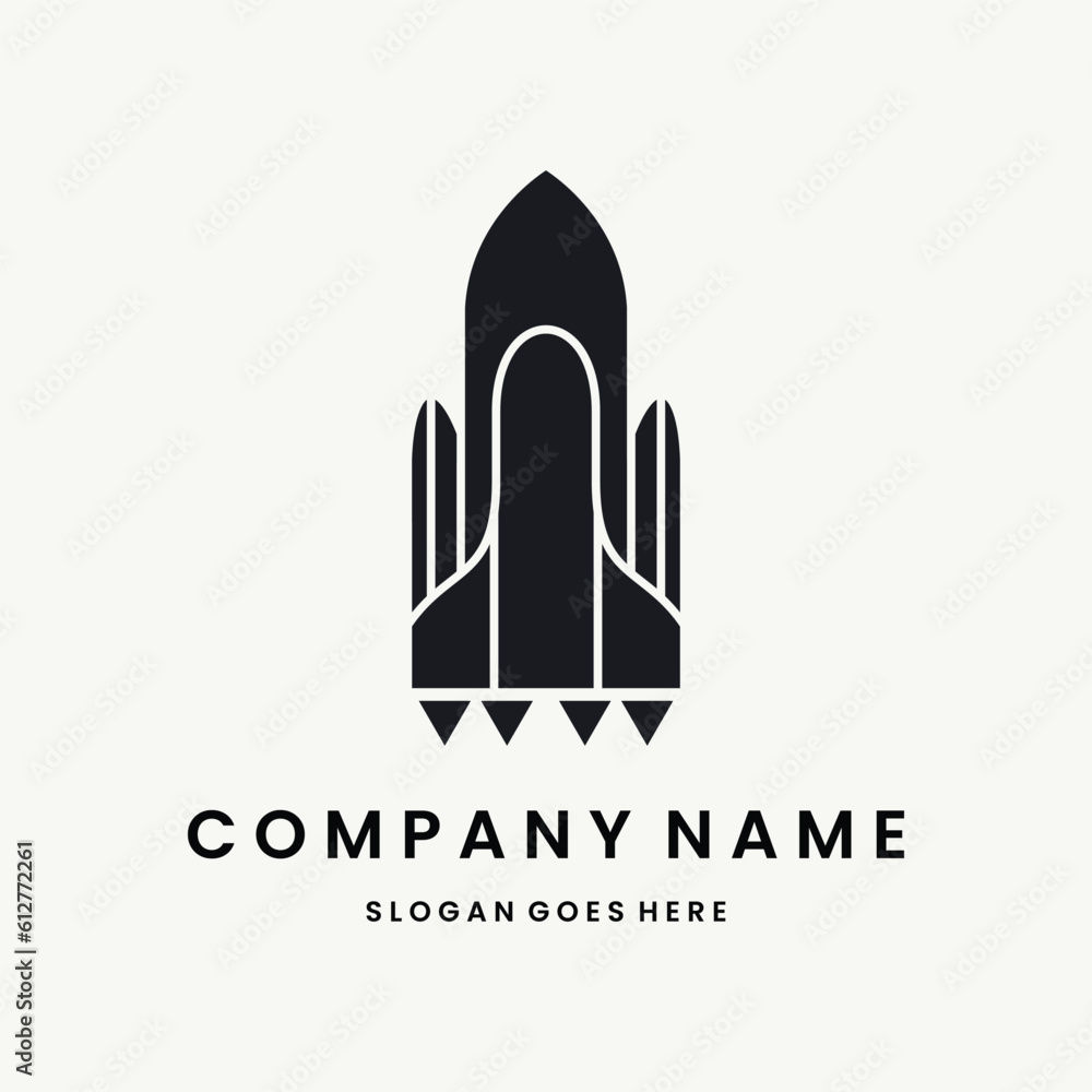 Rocket Logo vector design template black logo and white background