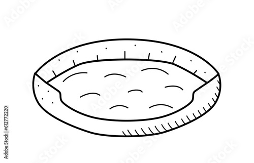 Soft litter for domestic dogs and cats. Vector icon doodle illustration of a bed for pets. Accessory pet store.