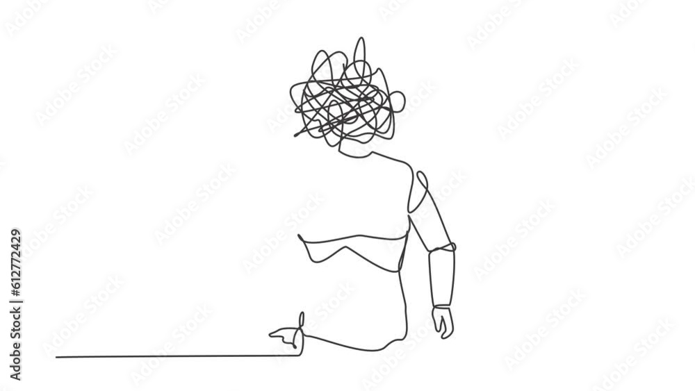 Self drawing animation of single line draw robot with round scribbles ...