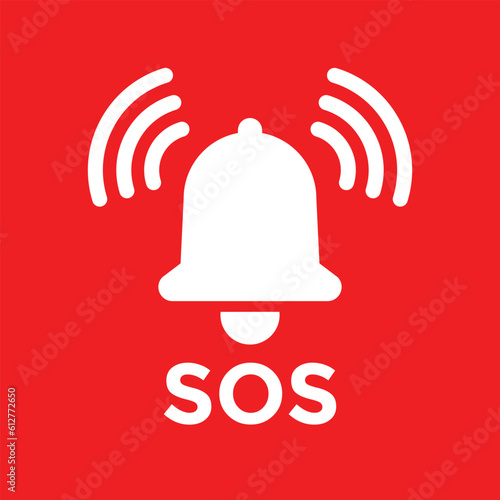 sos bell alert symbol, vector illustration 