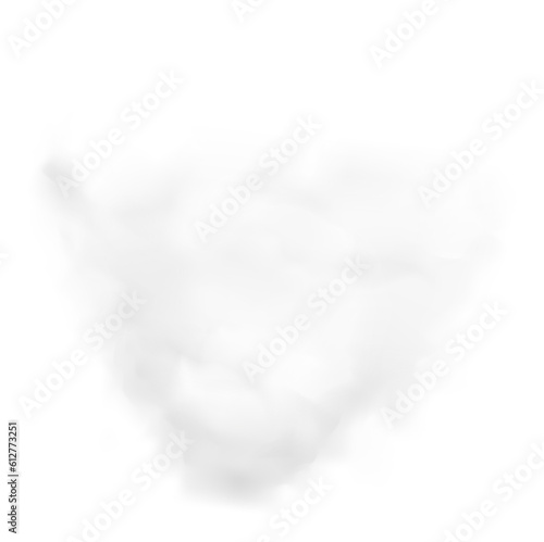 Realistic white cloud in heart shape with transparency. Png clipart isolated on transparent background