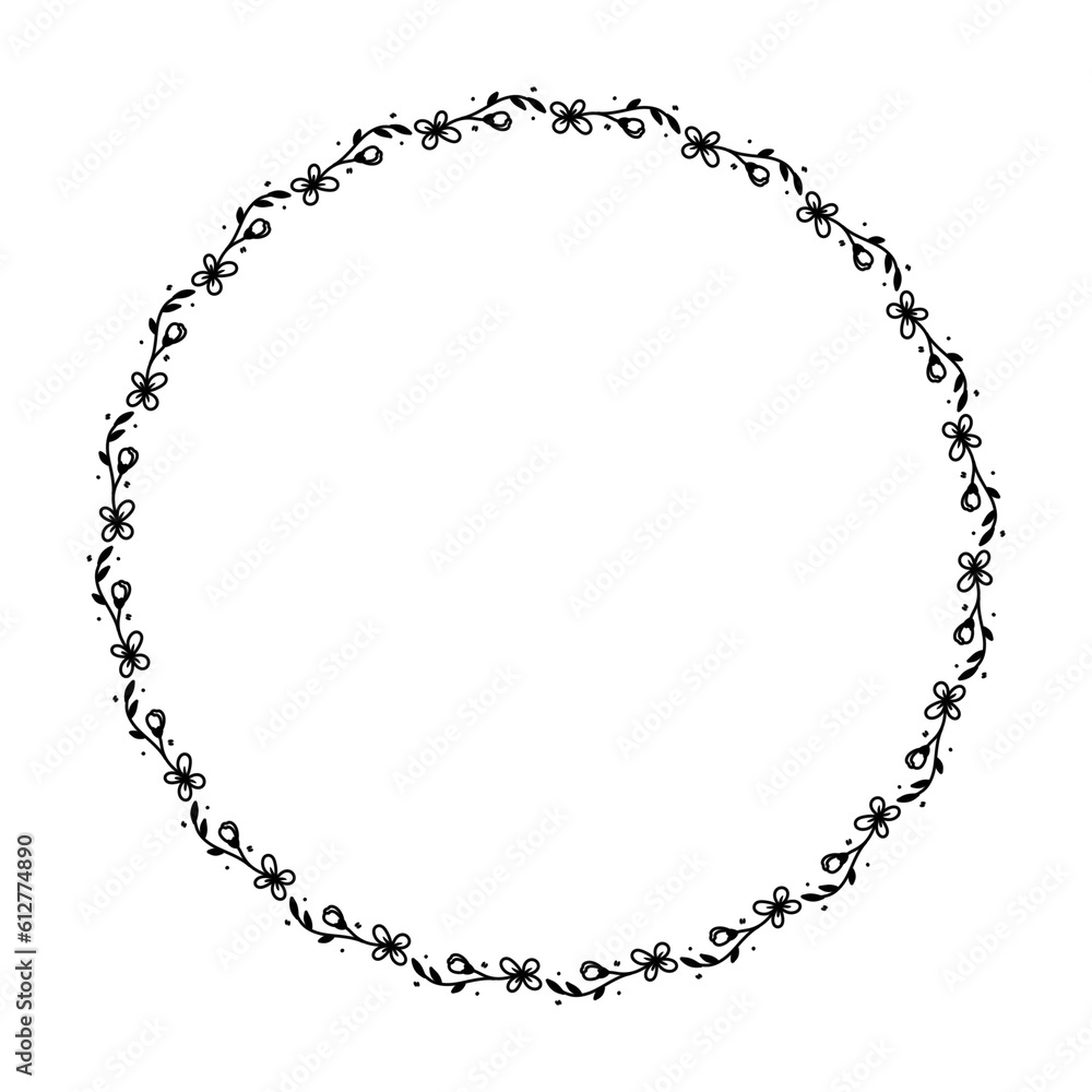 Flower frame border in minimal doodle style Flower frame border in minimal doodle style