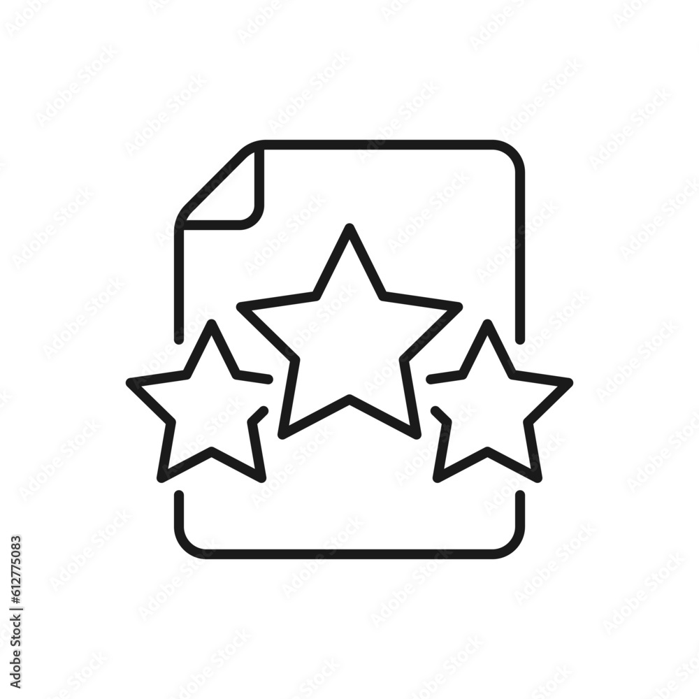 Paper and stars. Review, good evaluation icon line style isolated on white background. Vector illustration Paper and stars. Review, good evaluation icon line style isolated on white background. Vector illustration