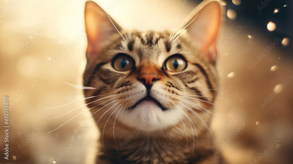 AI generative image happy and cute cat pet as domestical animal in a dreamy atmosphere AI generative image happy and cute cat pet as domestical animal in a dreamy atmosphere