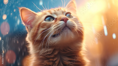 AI generative image happy and cute cat pet as domestical animal in a dreamy atmosphere  © nanihta