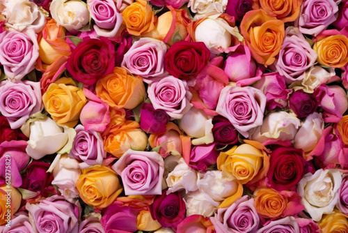 colorful roses romantic background generative ai