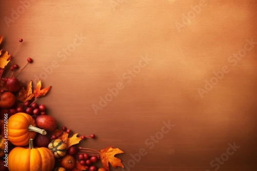 Wooden background with autumn leaves 