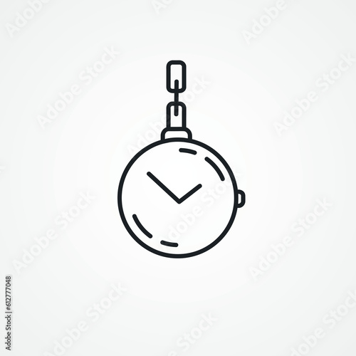 Pocket watch line icon. pocket watch with chain line icon.