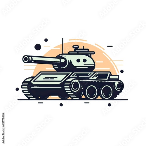 Canvas Print Tank Vector Icon Illustration | Vector style tank image, military tank vehicle,