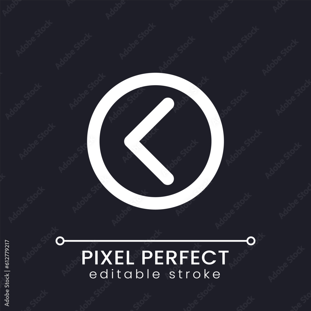 Vetor de Left direction arrow pixel perfect white linear ui icon for ...